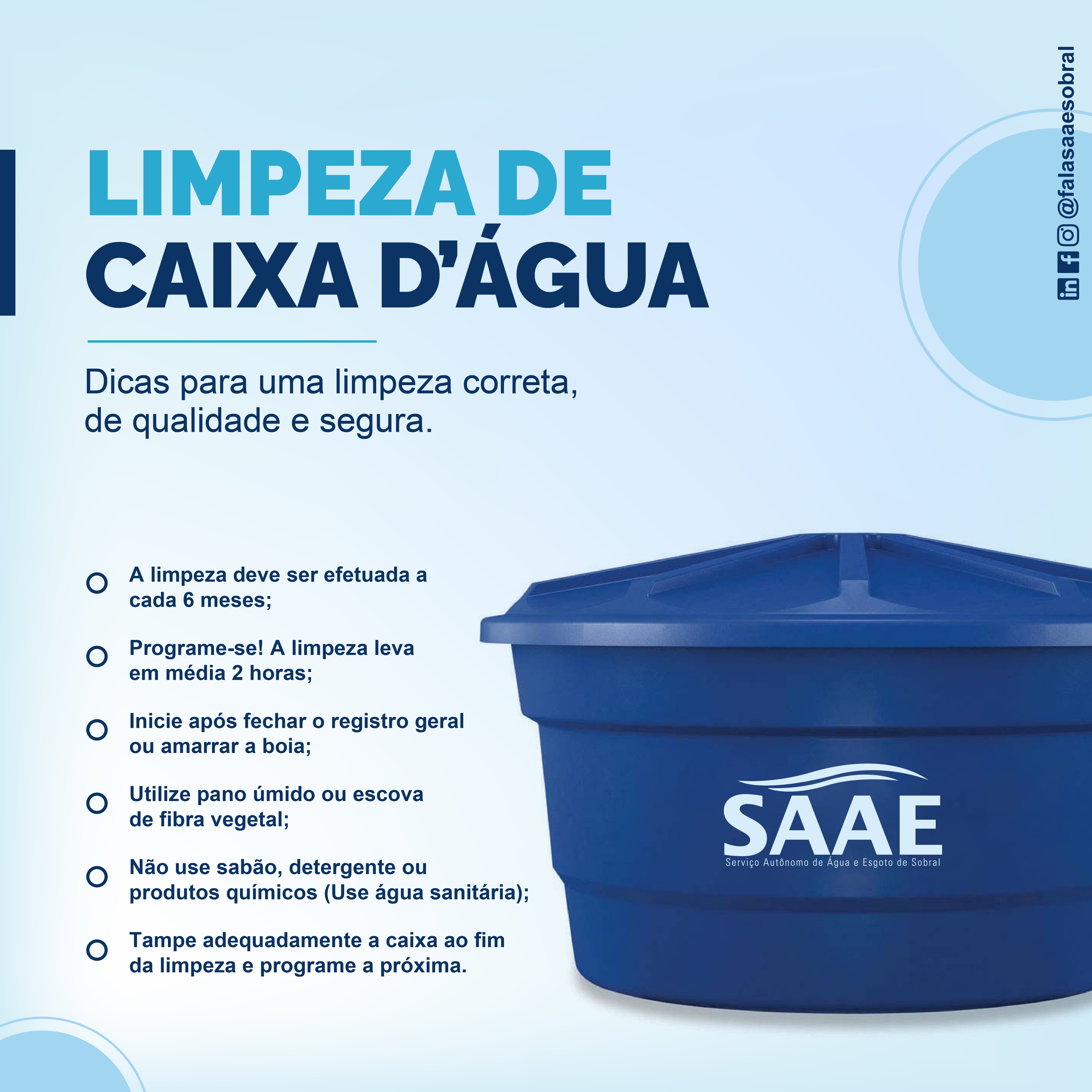 Prefeitura De Sobral O Saae Alerta Populacao Sobre Importancia Da Higienizacao Da Caixa D Agua