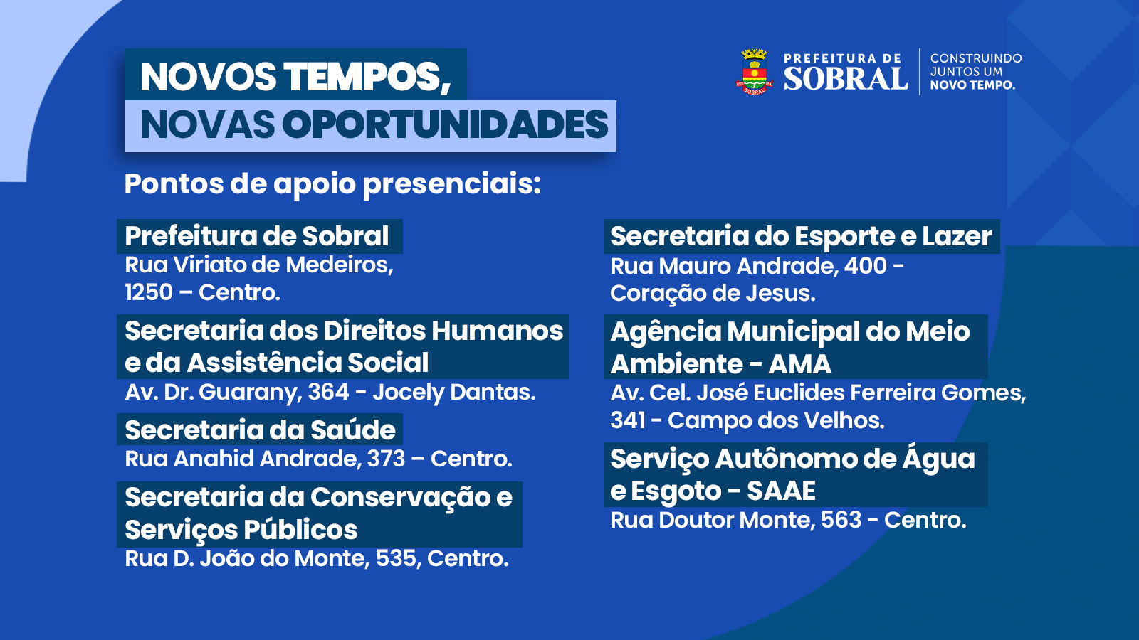 Prefeitura de Sobral realiza seleção para contratação de profissionais pelo p...