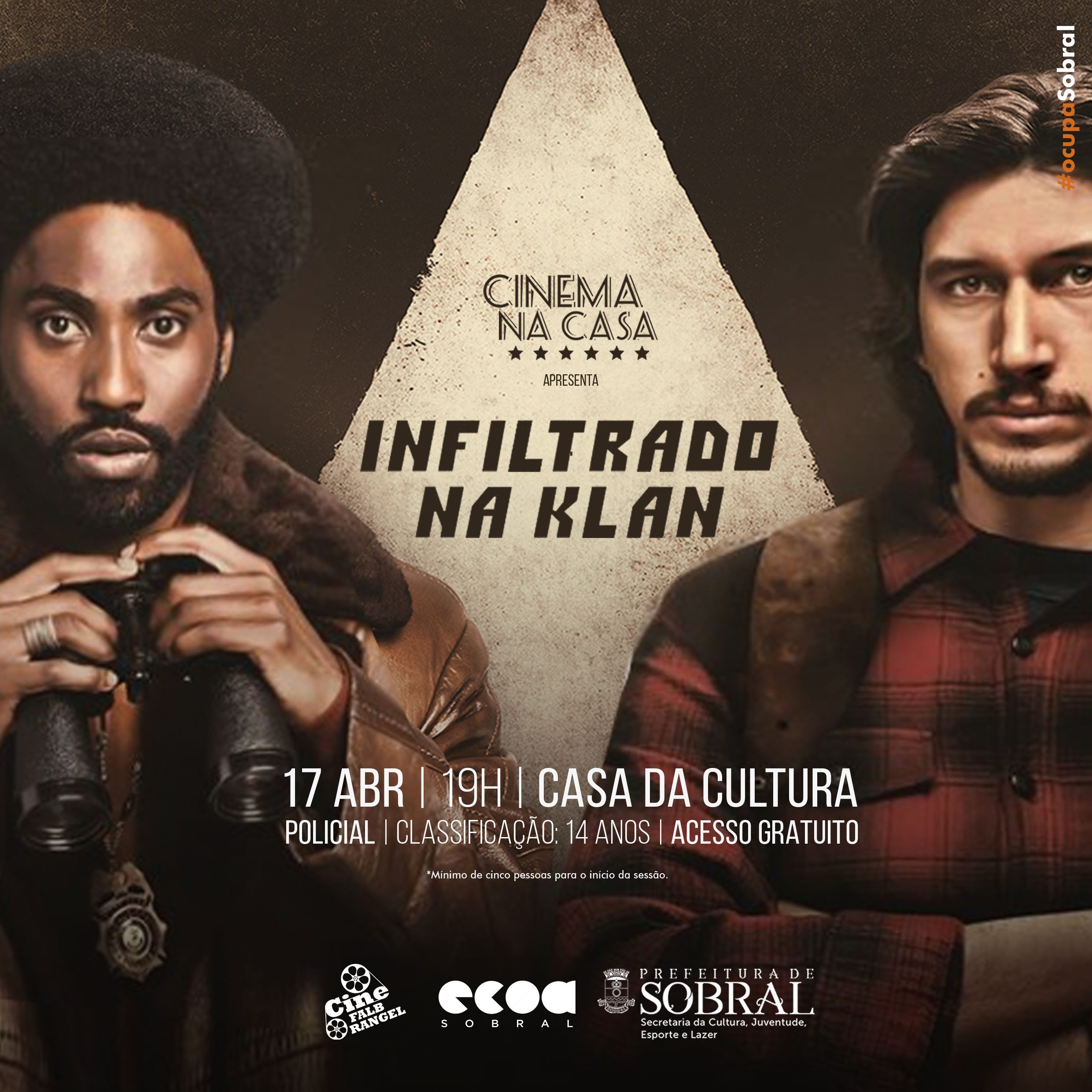 Prefeitura de Sobral - Cinema na Casa exibe o filme Infiltrado na Klan  nesta quarta-feira (17/04)